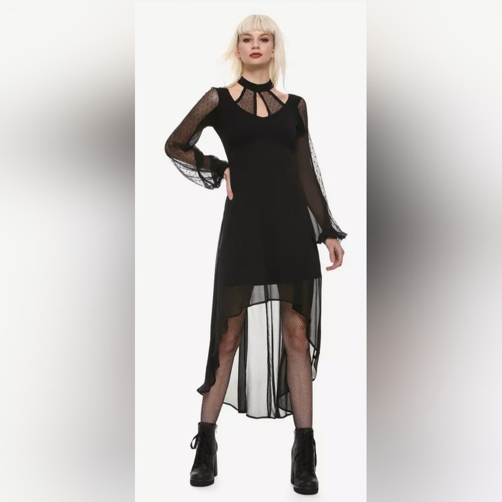 NWT Royal Bones by Tripp Black Layered Lace High-Low Dress
